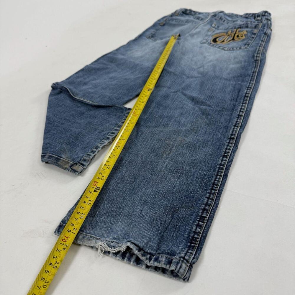 Vintage y2k embroidered rare distressed baggy wide leg skater jeans - Picture 3 of 6